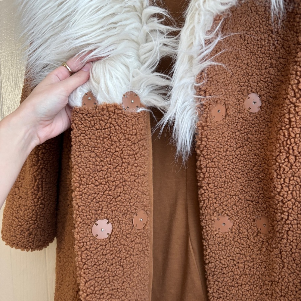 Show Me Your MuMu Stay Warm Faux Fur Collar Teddy Sherpa Chic Coat Jacket - Picture 7 of 16